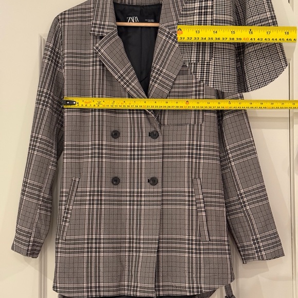 Zara Plaid Double-Breasted Jacket with Removable Belt - Size S, Trench Coat - Picture 12 of 16